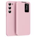 Samsung Galaxy S23 Smart Clear View Flip Hülle mit Kartenschlitz - Rosa