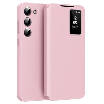 Samsung Galaxy S23 Smart Clear View Flip Hülle mit Kartenschlitz - Rosa