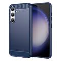 Samsung Galaxy S24 Gebürstete TPU Hülle - Karbonfaser - Blau