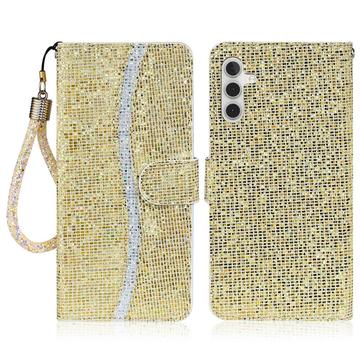 Samsung Galaxy S24 FE Stilvolle Glitzer Wallet Hülle - Gold