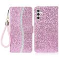 Samsung Galaxy S24 FE Stilvolle Glitzer Wallet Hülle - Rosa