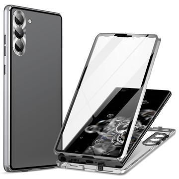 Samsung Galaxy S24 Magnetisches Hülle mit Panzerglas - 9H - Silber