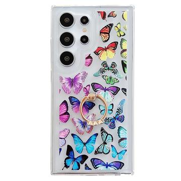 Samsung Galaxy S24 Ultra Butterfly TPU Hülle mit Ringhalterung
