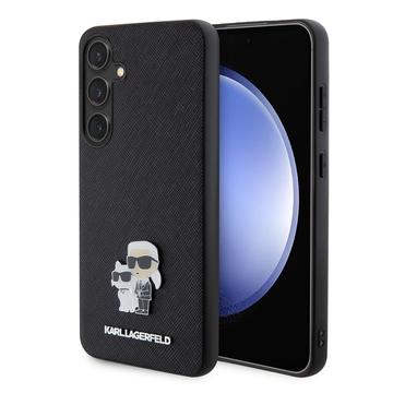 Samsung Galaxy S24+ Karl Lagerfeld Saffiano Metall Karl und Choupette Fall - schwarz