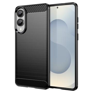 Samsung Galaxy S25 Edge Gebürstete TPU Hülle - Karbonfaser - Schwarz