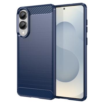 Samsung Galaxy S25 Edge Gebürstete TPU Hülle - Karbonfaser - Blau