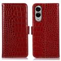 Samsung Galaxy S25 Edge Crocodile Serie Lederhülle mit Geldbörse mit RFID