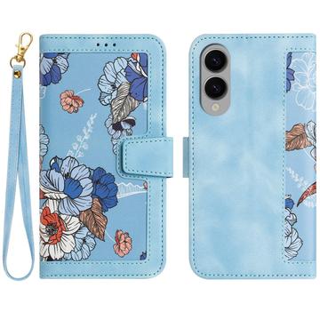 Samsung Galaxy S25 Edge Brieftaschen-Hülle mit Blumenmuster mit Kartenfächern