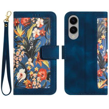 Samsung Galaxy S25 Edge Brieftaschen-Hülle mit Blumenmuster mit Kartenfächern