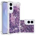 Samsung Galaxy S25 Edge Glitter Quicksand TPU Hülle - lila Herzen