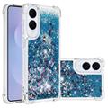Samsung Galaxy S25 Edge Glitter Quicksand TPU Hülle - Blaue Herzen