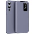 Samsung Galaxy S25 Edge Smart Clear View Flip Hülle mit Kartenschlitz - grau lila