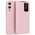 Samsung Galaxy S25 Edge Smart Clear View Flip Hülle mit Kartenschlitz - Rosa