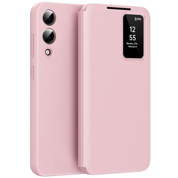 Samsung Galaxy S25 Edge Smart Clear View Flip Hülle mit Kartenschlitz - Rosa