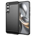 Samsung Galaxy S25 FE Gebürstete TPU Hülle - Karbonfaser - Schwarz