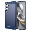 Samsung Galaxy S25 FE Gebürstete TPU Hülle - Karbonfaser - blau