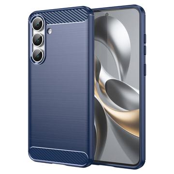 Samsung Galaxy S25 FE Gebürstete TPU Hülle - Karbonfaser - blau