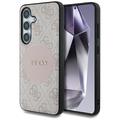 Samsung Galaxy S25 Guess 4G Runde Patch Classic Logo Hülle - MagSafe kompatibel - Rosa