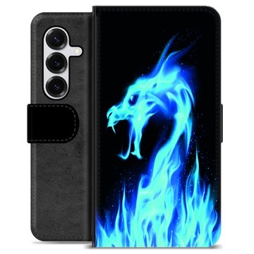 Samsung Galaxy S25+ Premium Schutzhülle mit Geldbörse - Blauer Feuerdrache