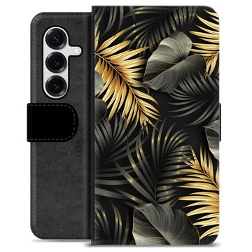 Samsung Galaxy S25+ Premium Schutzhülle mit Geldbörse - Goldene Blätter