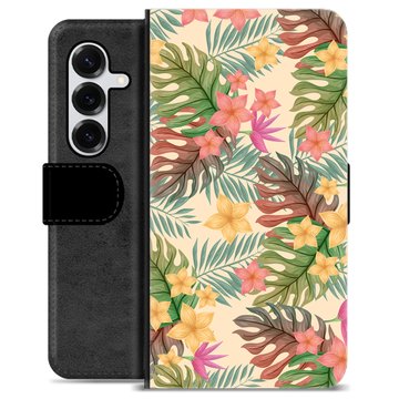 Samsung Galaxy S25+ Premium Schutzhülle mit Geldbörse - Pinke Blumen