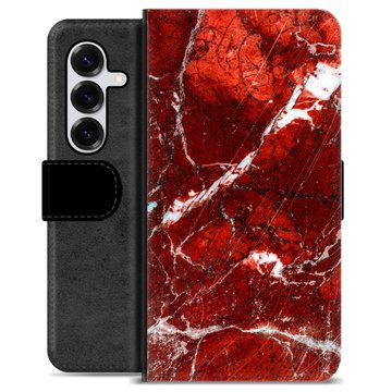 Samsung Galaxy S25+ Premium Schutzhülle mit Geldbörse - Roter Marmor