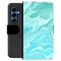 Samsung Galaxy S25 Premium Schutzhülle mit Geldbörse - Blauer Marmor