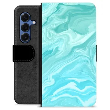Samsung Galaxy S25 Premium Schutzhülle mit Geldbörse - Blauer Marmor