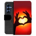 Samsung Galaxy S25 Premium Schutzhülle mit Geldbörse - Herz-Silhouette