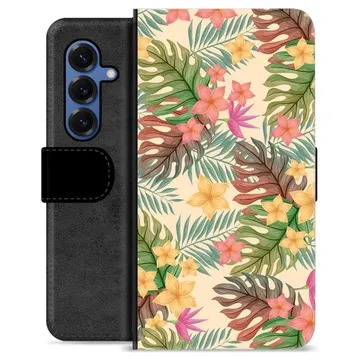 Samsung Galaxy S25 Premium Schutzhülle mit Geldbörse - Pinke Blumen