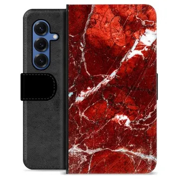 Samsung Galaxy S25 Premium Schutzhülle mit Geldbörse - Roter Marmor