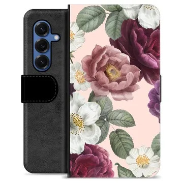 Samsung Galaxy S25 Premium Schutzhülle mit Geldbörse - Romantische Blumen
