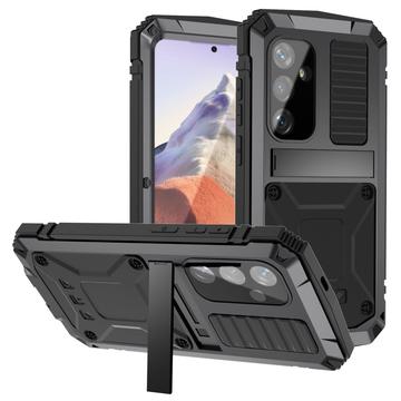 Samsung Galaxy S25 R-Just Premium Hülle mit Kickstand & gehärtetem Glas-Screen-Schutz - Schwarz