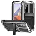 Samsung Galaxy S25 R-Just Premium Hülle mit Kickstand & gehärtetem Glas Displayschutzfolie - Silber