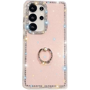 Samsung Galaxy S25 Ultra CrystalGlow Hybrid Hülle mit Ringhalterung - Rosa