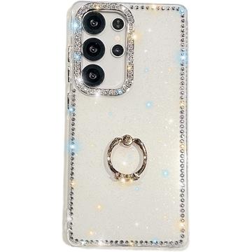 Samsung Galaxy S25 Ultra CrystalGlow Hybrid Hülle mit Ringhalterung - Weiß