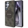 Samsung Galaxy S25 Ultra Guess 4G Runde Patch Classic Logo Hülle - MagSafe kompatibel - Braun