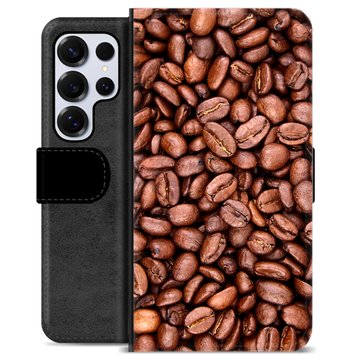 Samsung Galaxy S25 Ultra Premium Schutzhülle mit Geldbörse - Kaffeebohnen