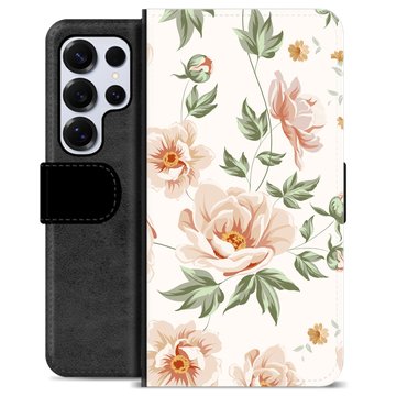 Samsung Galaxy S25 Ultra Premium Schutzhülle mit Geldbörse - Blumen