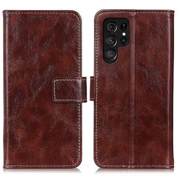 Samsung Galaxy S25 Ultra Wallet Schutzhülle mit Magnetverschluss - braun