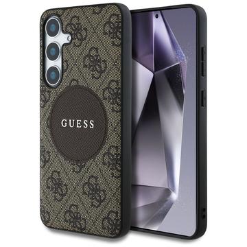 Samsung Galaxy S25+ Guess 4G Round Patch Classic Logo Hülle - MagSafe kompatibel - Braun