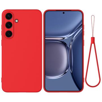 Samsung Galaxy S25+ Liquid Silikonhülle mit Handschlaufe - Rot