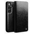Samsung Galaxy S25+ Qialino Classic Lederhülle mit Geldbörse - Schwarz