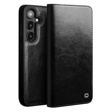 Samsung Galaxy S25+ Qialino Classic Lederhülle mit Geldbörse - Schwarz