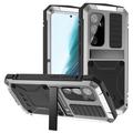 Samsung Galaxy S25+ R-Just Premium Hülle mit Kickstand und gehärtetem Glasschutz - Silber