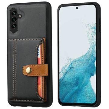 Samsung Galaxy S25+ Retro Style Hülle mit Geldbörse - Schwarz