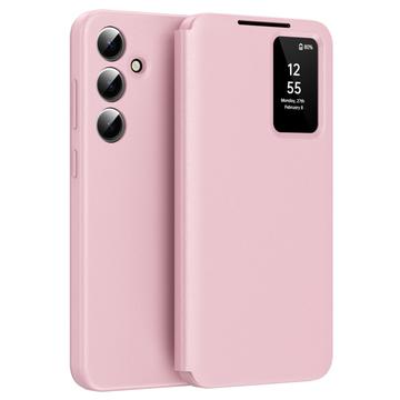 Samsung Galaxy S25+ Smart Clear View Flip Hülle mit Kartenschlitz - Rosa