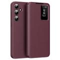 Samsung Galaxy S25+ Smart Clear View Flip Hülle mit Kartenschlitz - Weinrot