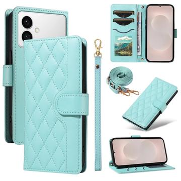 Samsung Galaxy S26 Edge Luxus Gesteppte Wallet Hülle - Grün