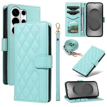 Samsung Galaxy S26 Ultra Luxus Gesteppte Wallet Hülle - Grün
